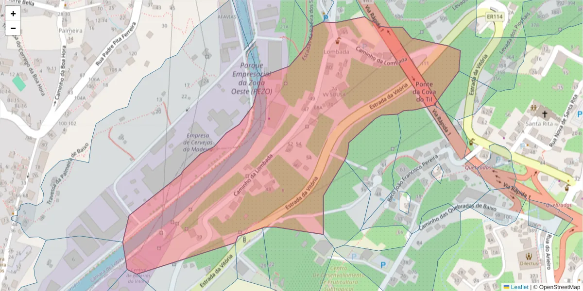 Mapa detalhado do código postal 9000-231 com limites, códigos postais vizinhos e agências dos correios