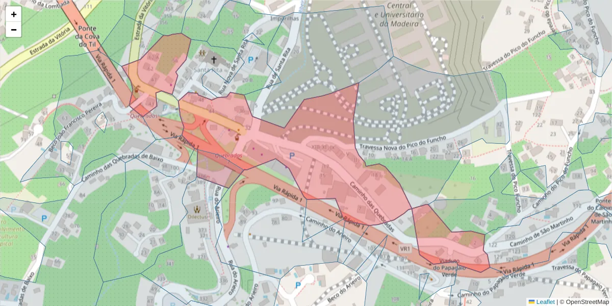 Mapa detalhado do código postal 9000-233 com limites, códigos postais vizinhos e agências dos correios