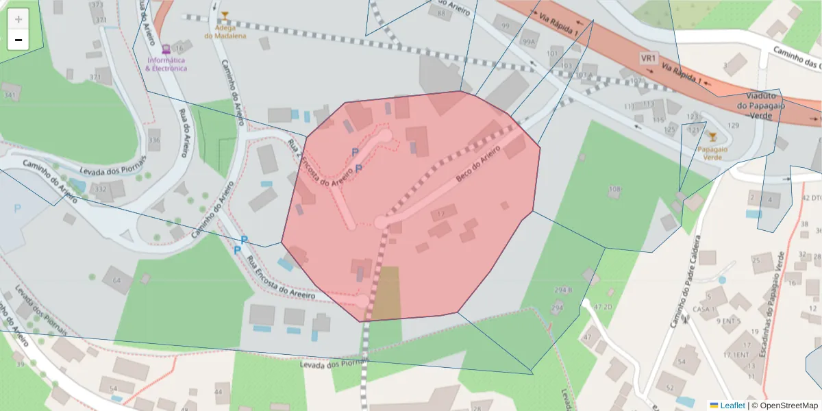 Mapa detalhado do código postal 9000-241 com limites, códigos postais vizinhos e agências dos correios