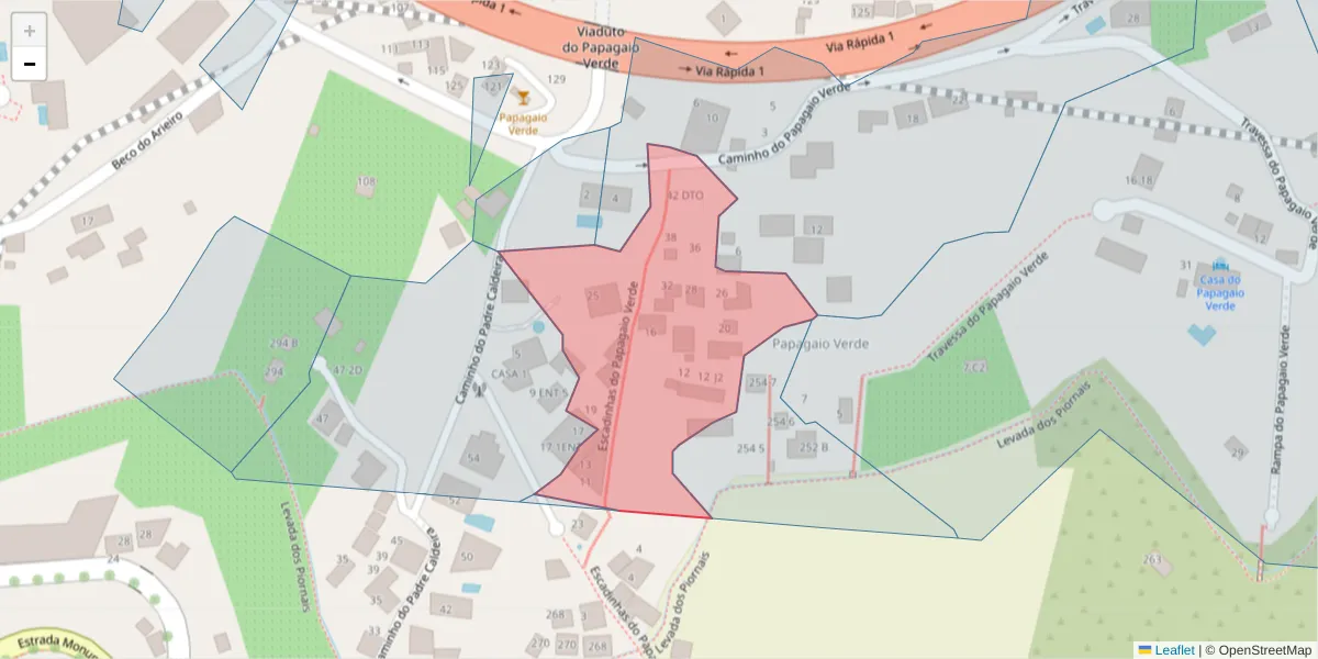 Mapa detalhado do código postal 9000-244 com limites, códigos postais vizinhos e agências dos correios