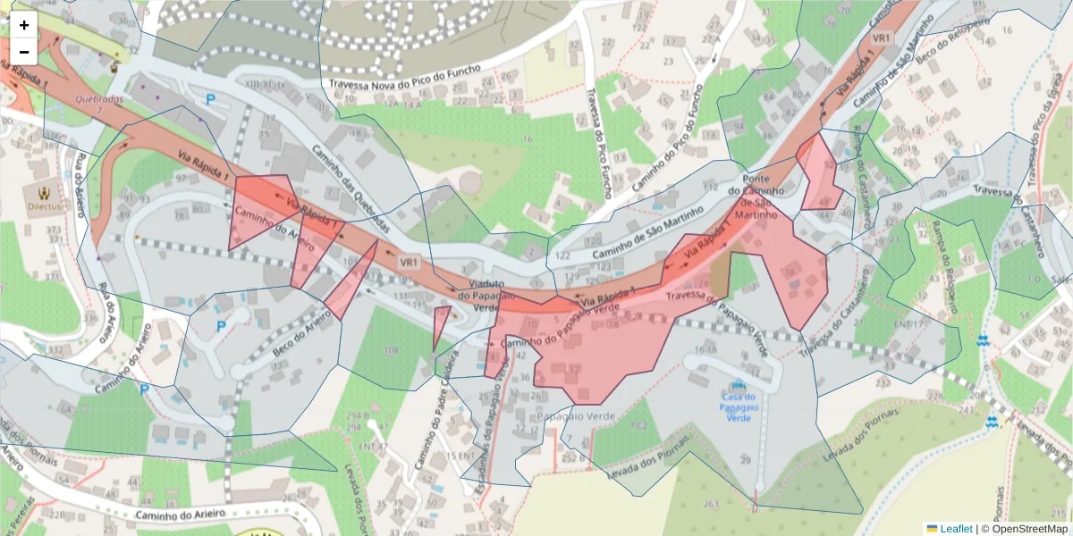 Mapa detalhado do código postal 9000-249 com limites, códigos postais vizinhos e agências dos correios