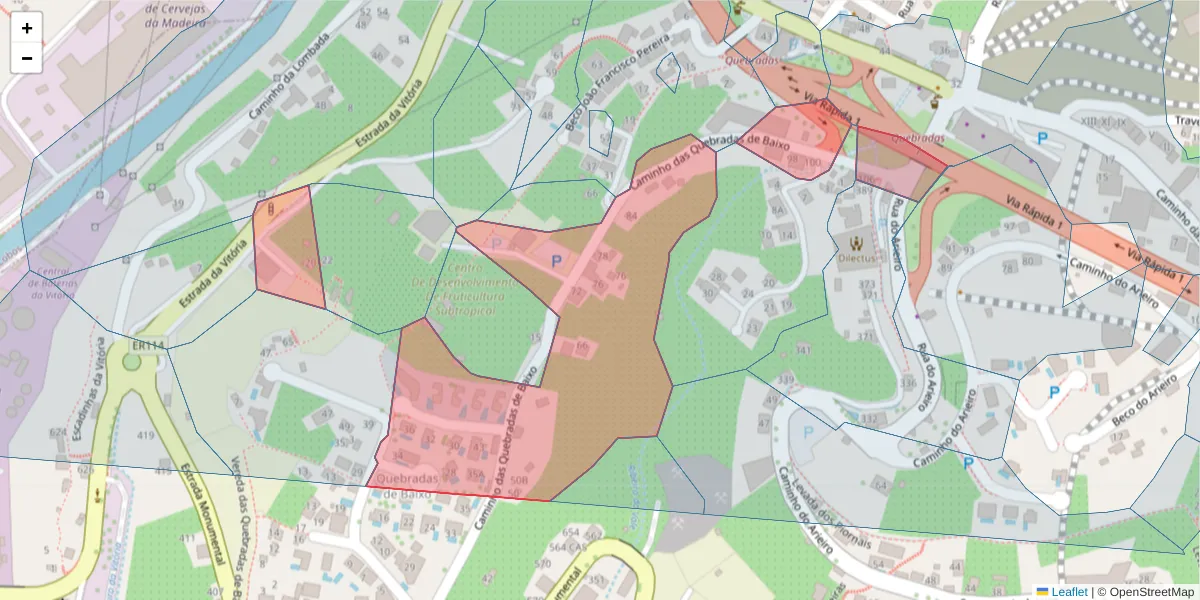 Mapa detalhado do código postal 9000-254 com limites, códigos postais vizinhos e agências dos correios