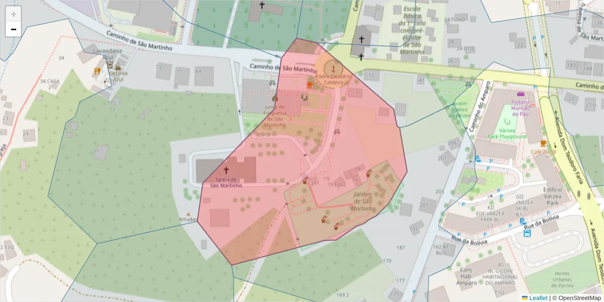 Mapa detalhado do código postal 9000-261 com limites, códigos postais vizinhos e agências dos correios