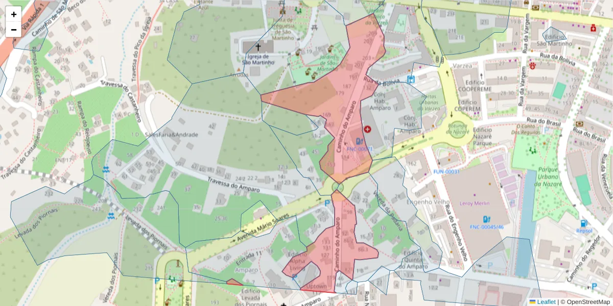 Mapa detalhado do código postal 9000-267 com limites, códigos postais vizinhos e agências dos correios