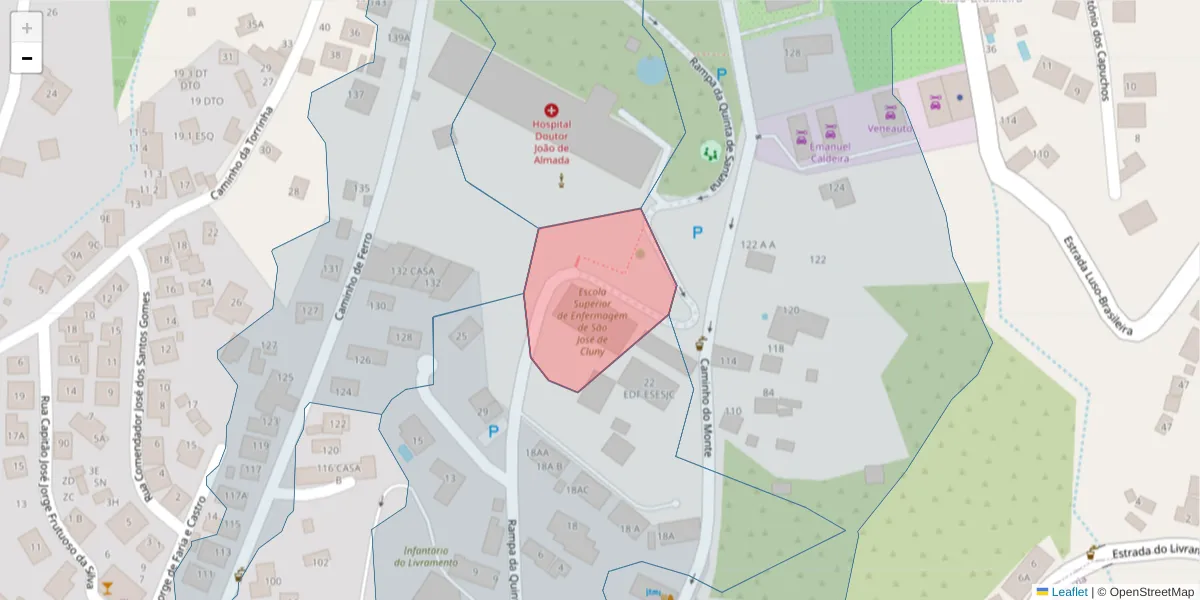 Mapa detalhado do código postal 9000-535 com limites, códigos postais vizinhos e agências dos correios