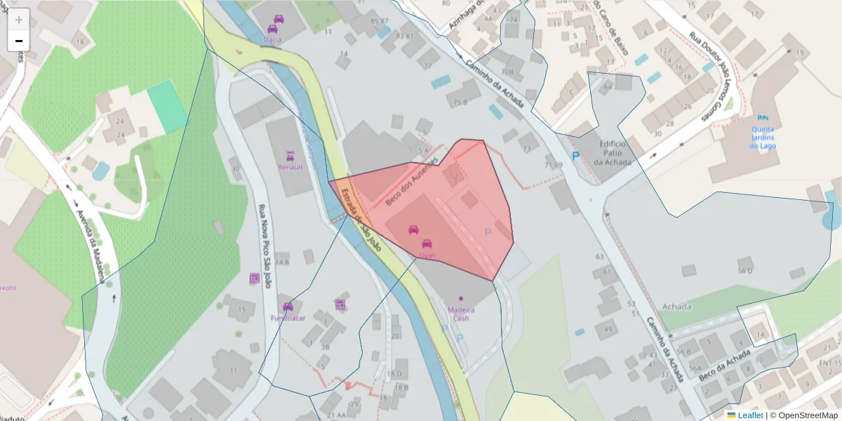 Mapa detalhado do código postal 9000-605 com limites, códigos postais vizinhos e agências dos correios