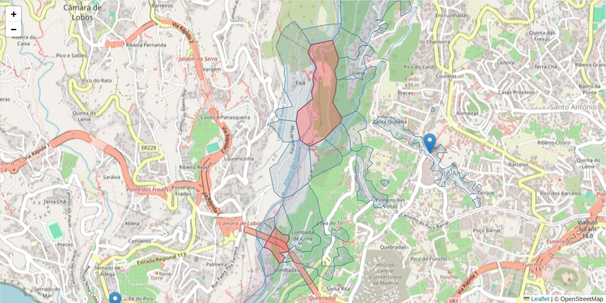 Mapa detalhado do código postal 9000-617 com limites, códigos postais vizinhos e agências dos correios