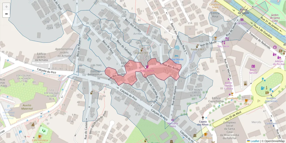 Mapa detalhado do código postal 9000-634 com limites, códigos postais vizinhos e agências dos correios
