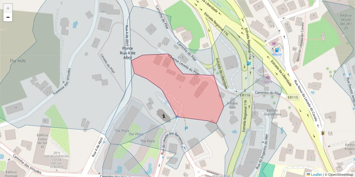 Mapa detalhado do código postal 9000-653 com limites, códigos postais vizinhos e agências dos correios