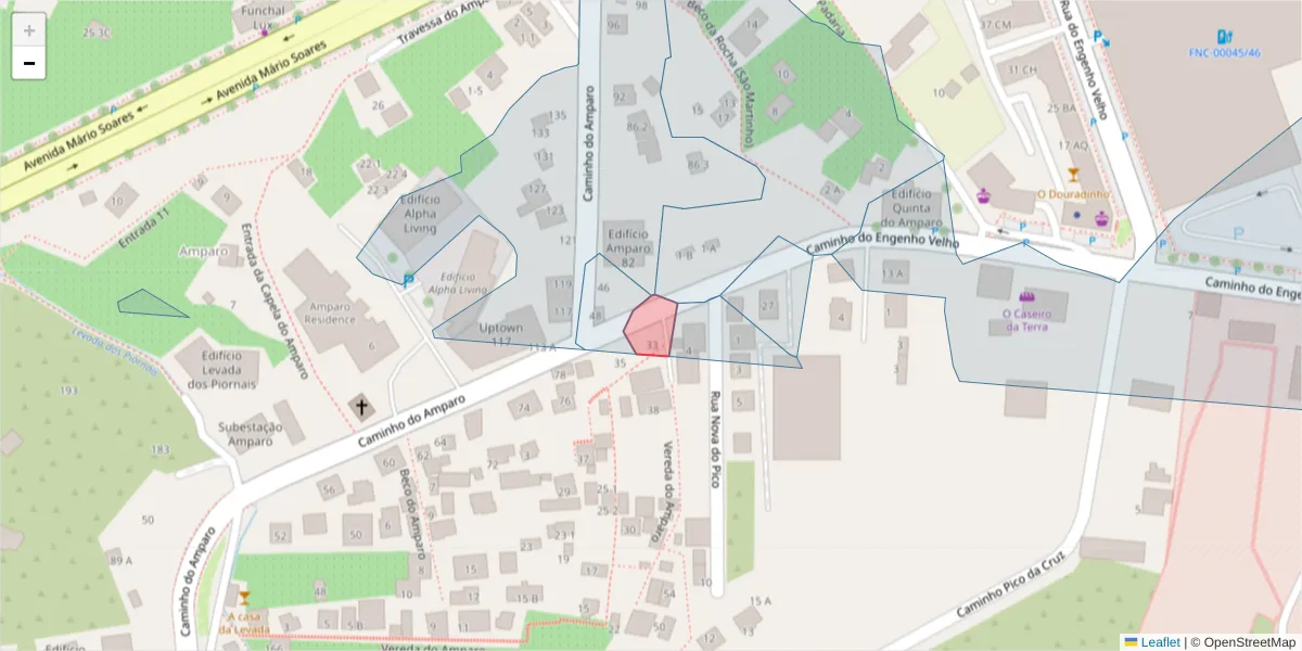 Mapa detalhado do código postal 9000-665 com limites, códigos postais vizinhos e agências dos correios