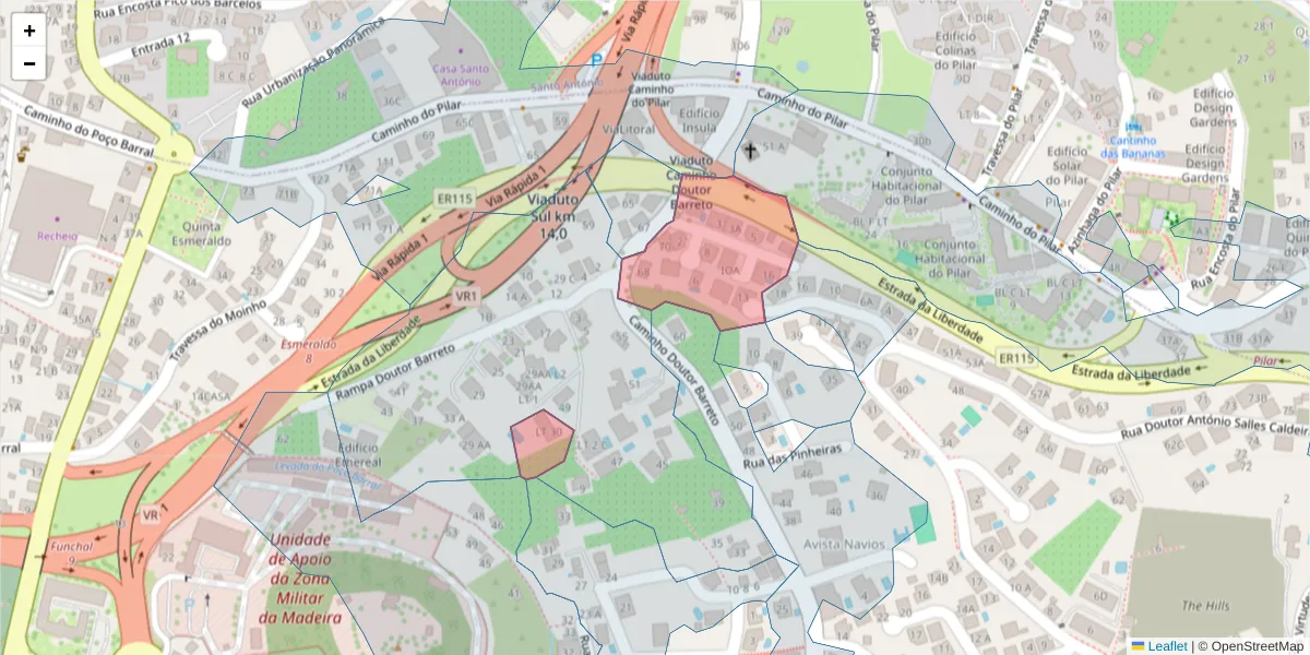 Mapa detalhado do código postal 9000-687 com limites, códigos postais vizinhos e agências dos correios