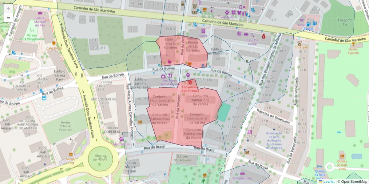 Mapa detalhado do código postal 9000-705 com limites, códigos postais vizinhos e agências dos correios