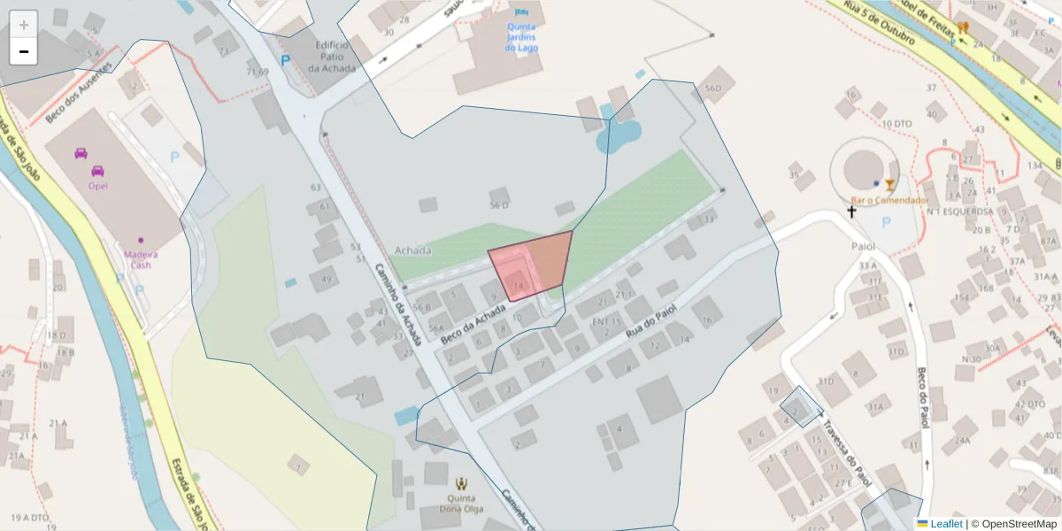 Mapa detalhado do código postal 9000-710 com limites, códigos postais vizinhos e agências dos correios