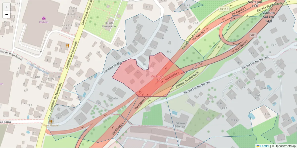 Mapa detalhado do código postal 9000-719 com limites, códigos postais vizinhos e agências dos correios