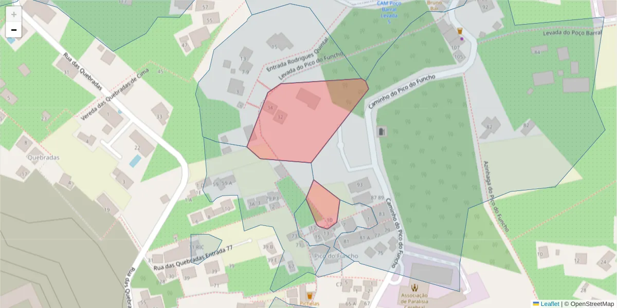 Mapa detalhado do código postal 9000-722 com limites, códigos postais vizinhos e agências dos correios
