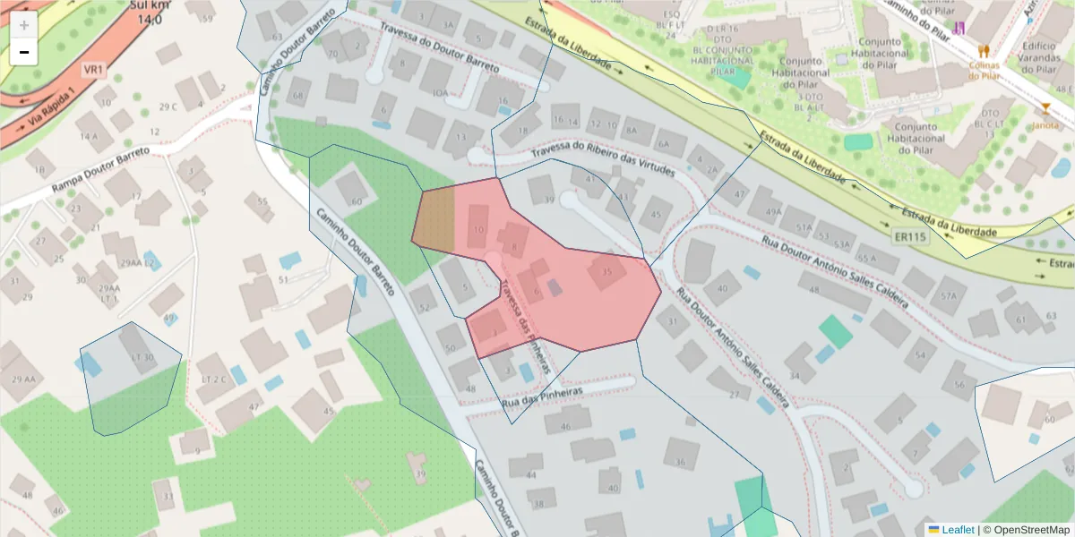 Mapa detalhado do código postal 9000-724 com limites, códigos postais vizinhos e agências dos correios