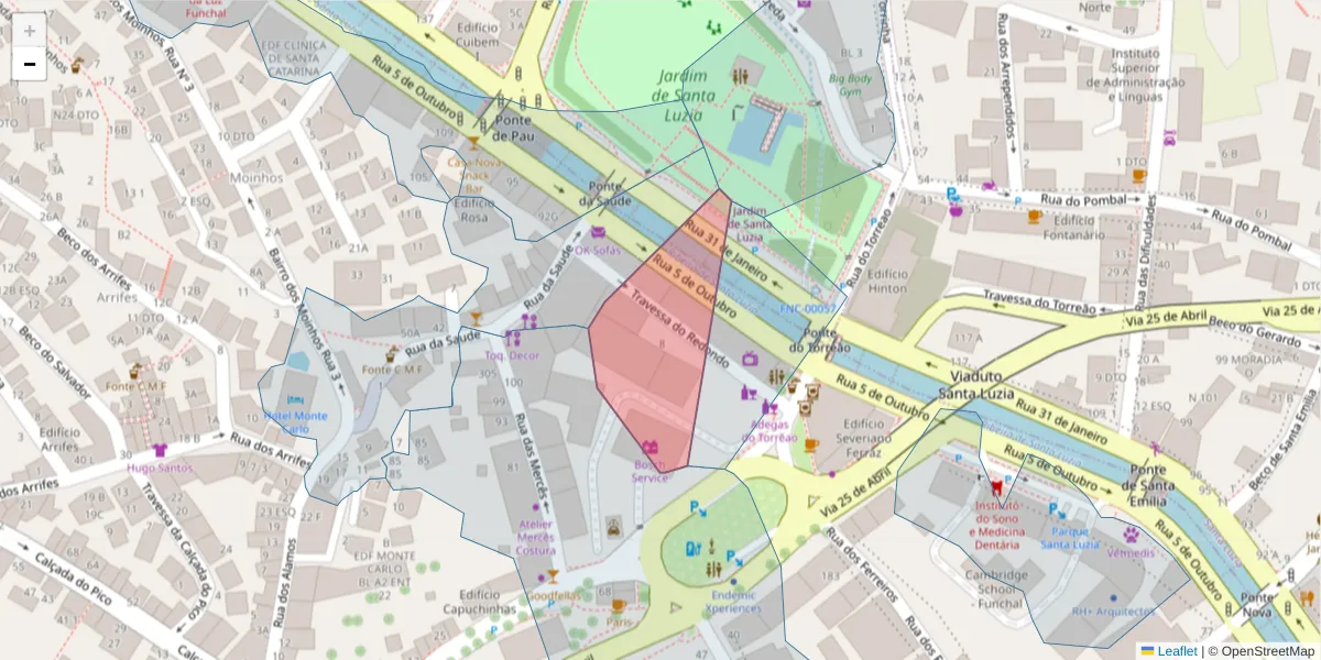 Mapa detalhado do código postal 9000-728 com limites, códigos postais vizinhos e agências dos correios