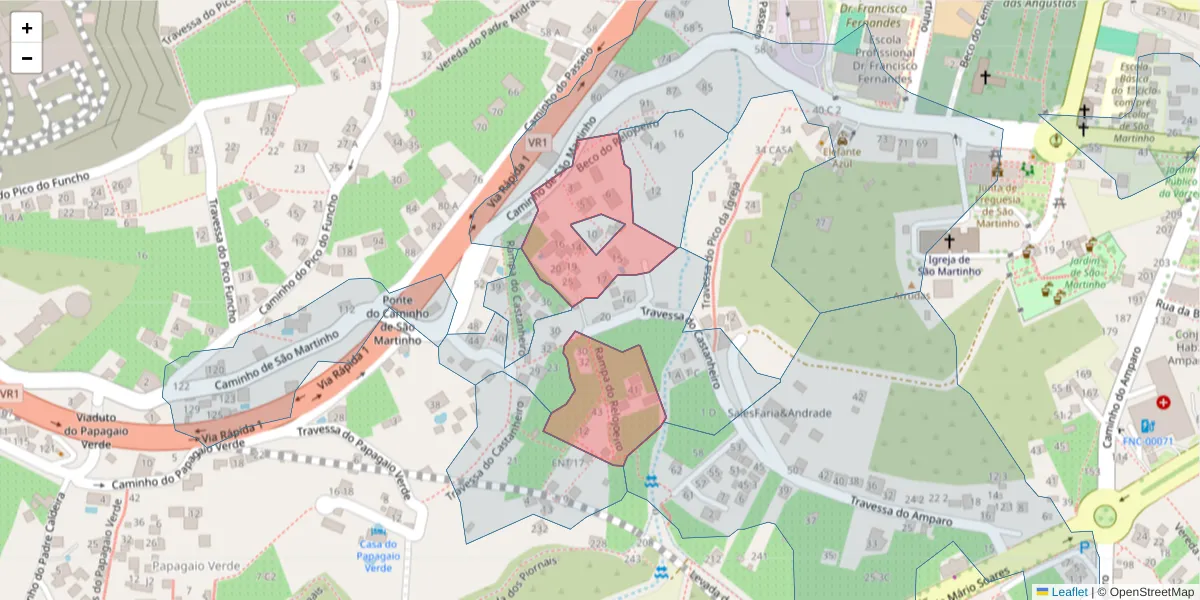 Mapa detalhado do código postal 9000-729 com limites, códigos postais vizinhos e agências dos correios