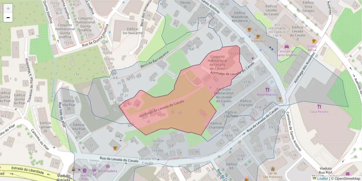 Mapa detalhado do código postal 9000-738 com limites, códigos postais vizinhos e agências dos correios