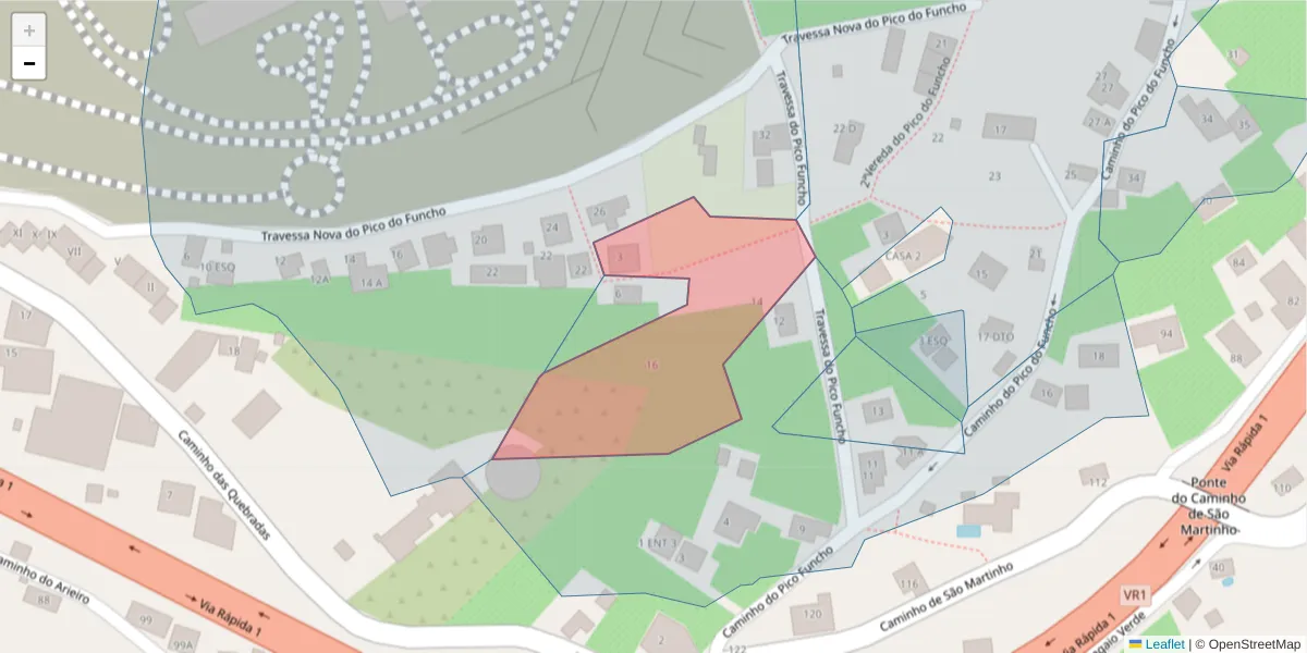 Mapa detalhado do código postal 9000-750 com limites, códigos postais vizinhos e agências dos correios
