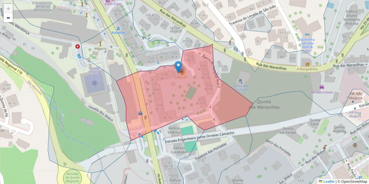 Mapa detalhado do código postal 9000-756 com limites, códigos postais vizinhos e agências dos correios