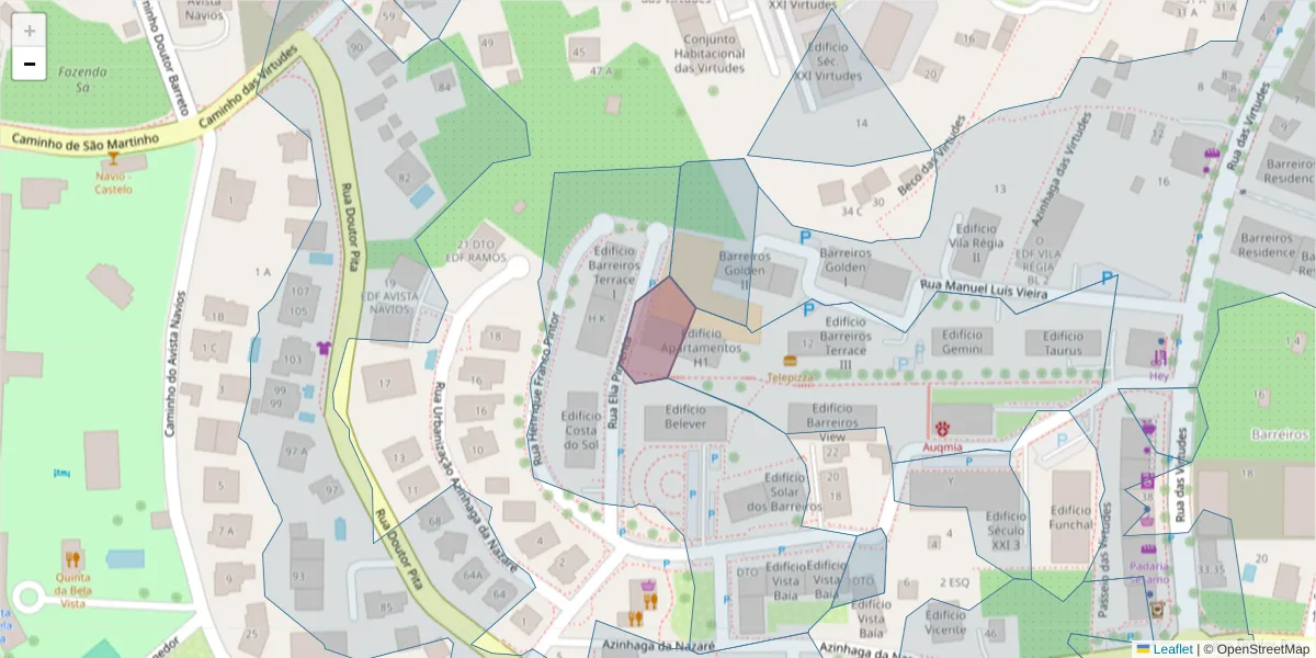 Mapa detalhado do código postal 9000-766 com limites, códigos postais vizinhos e agências dos correios