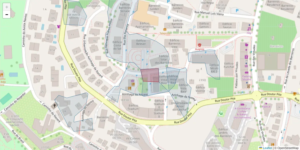 Mapa detalhado do código postal 9000-769 com limites, códigos postais vizinhos e agências dos correios