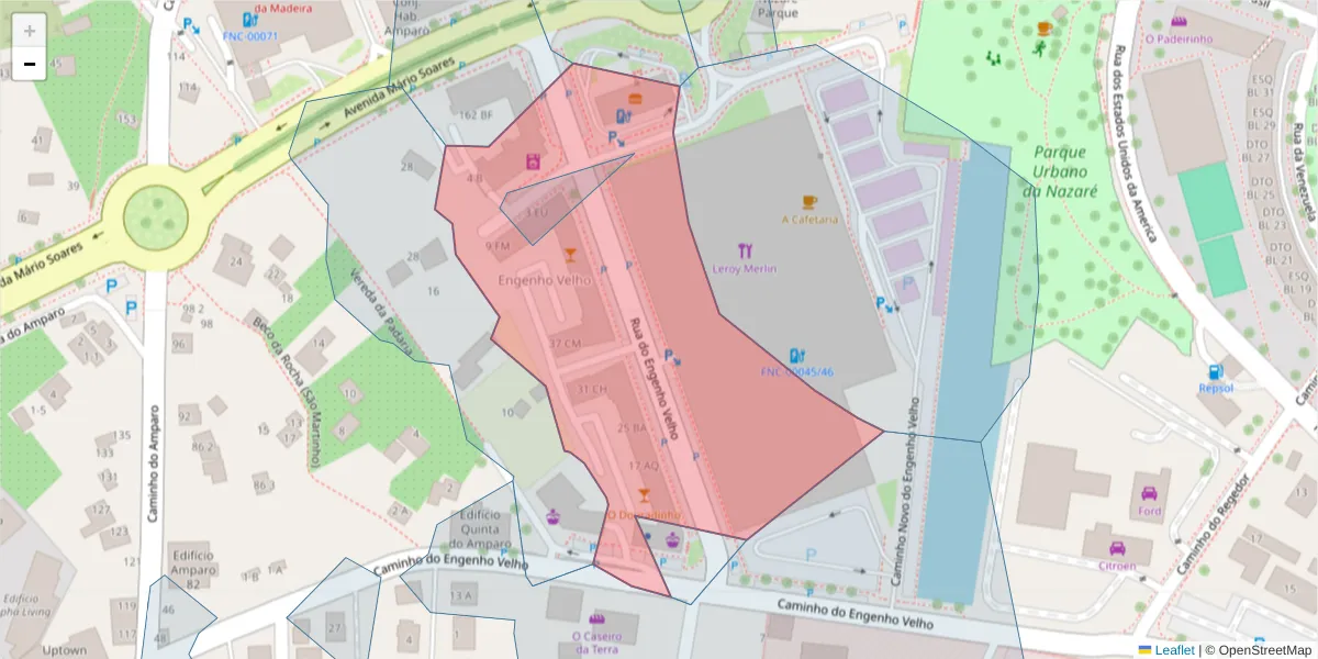Mapa detalhado do código postal 9000-775 com limites, códigos postais vizinhos e agências dos correios