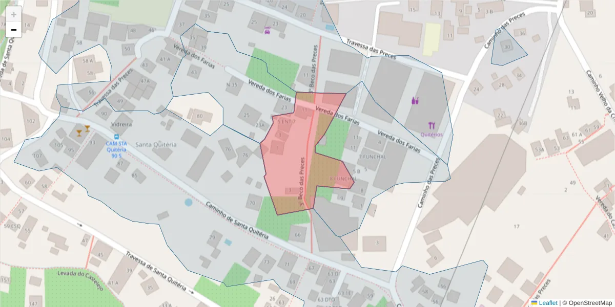 Mapa detalhado do código postal 9020-013 com limites, códigos postais vizinhos e agências dos correios