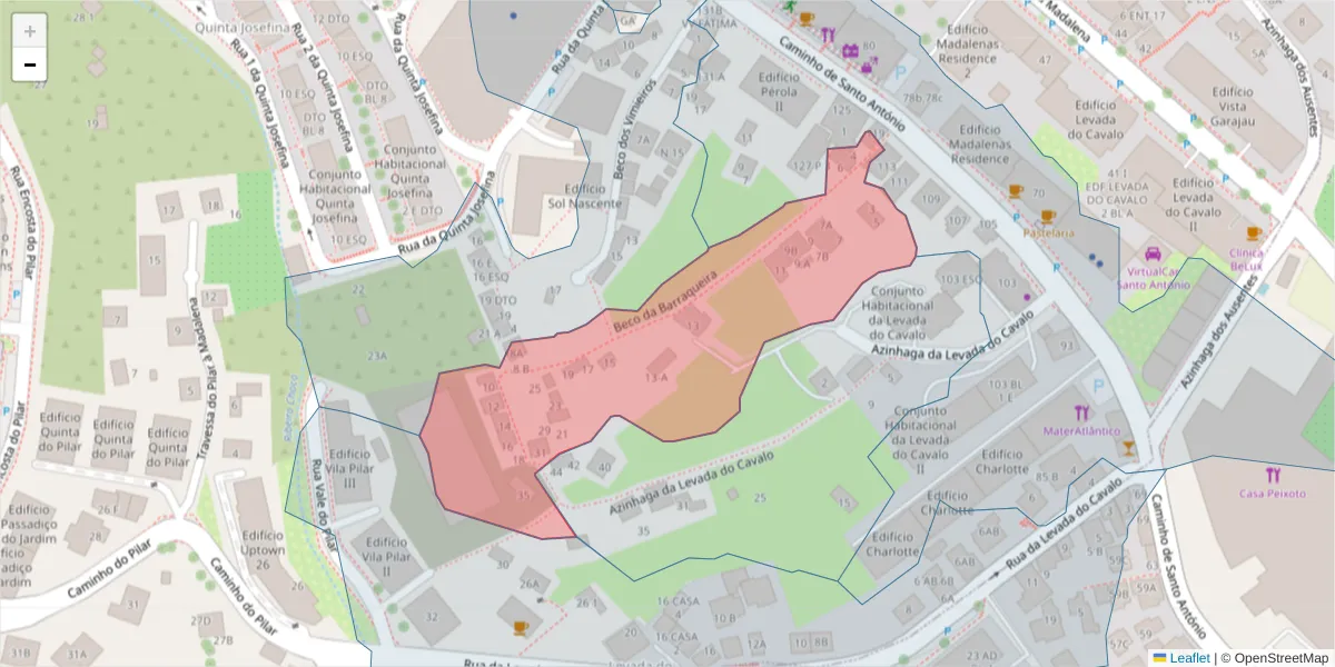 Mapa detalhado do código postal 9020-024 com limites, códigos postais vizinhos e agências dos correios