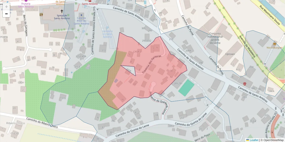 Mapa detalhado do código postal 9020-037 com limites, códigos postais vizinhos e agências dos correios