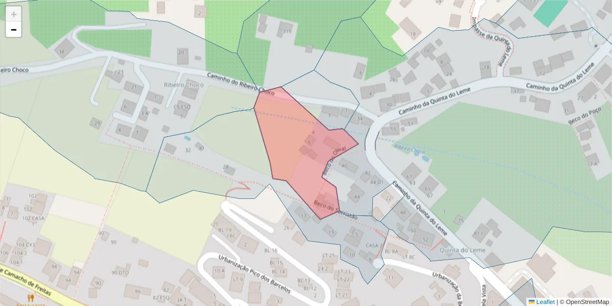 Mapa detalhado do código postal 9020-048 com limites, códigos postais vizinhos e agências dos correios