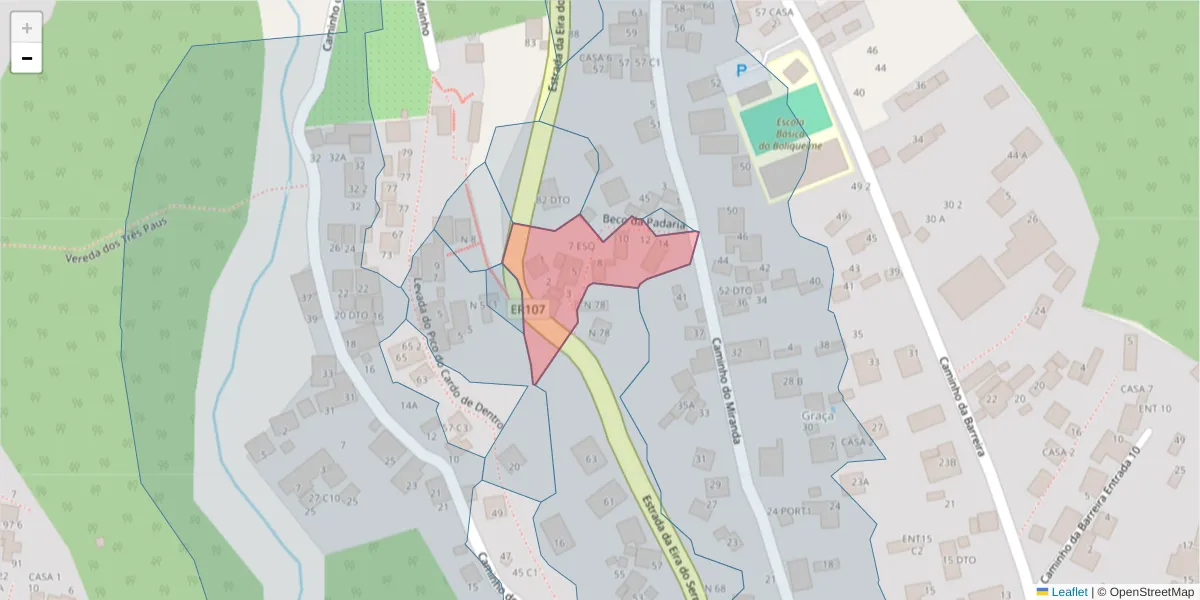 Mapa detalhado do código postal 9020-049 com limites, códigos postais vizinhos e agências dos correios