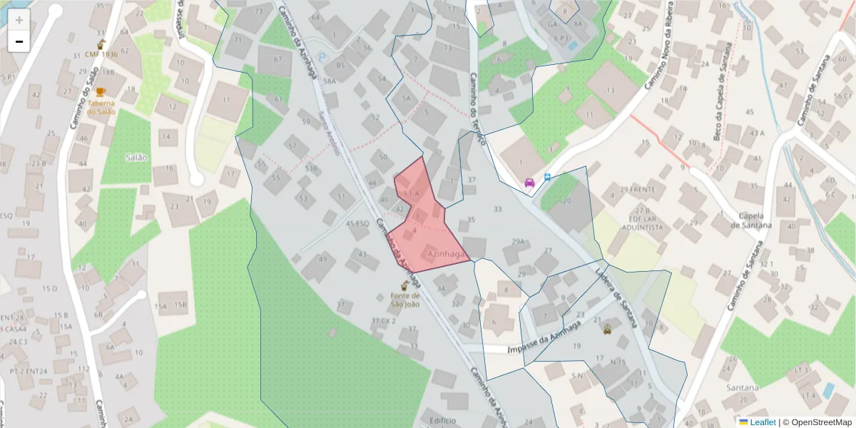 Mapa detalhado do código postal 9020-061 com limites, códigos postais vizinhos e agências dos correios
