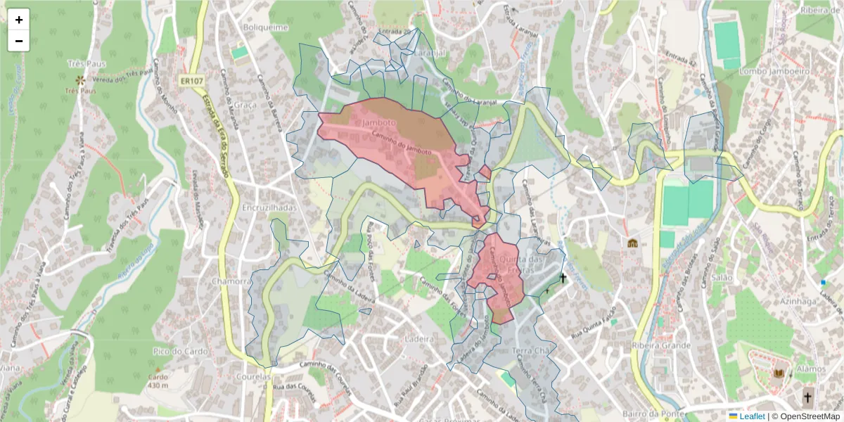 Mapa detalhado do código postal 9020-088 com limites, códigos postais vizinhos e agências dos correios