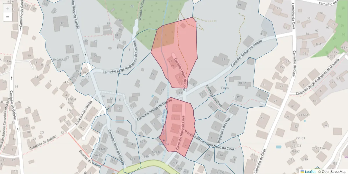 Mapa detalhado do código postal 9020-100 com limites, códigos postais vizinhos e agências dos correios