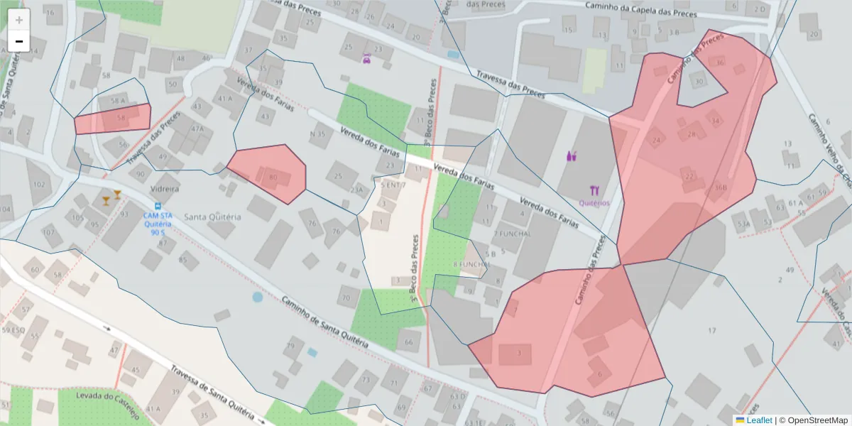 Mapa detalhado do código postal 9020-110 com limites, códigos postais vizinhos e agências dos correios