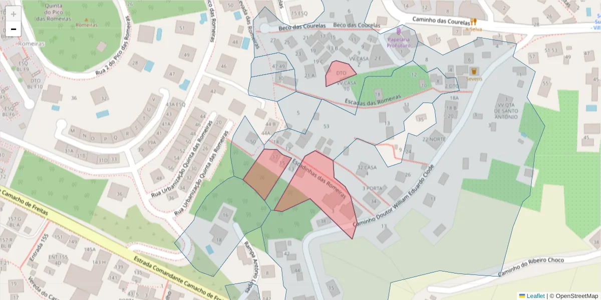 Mapa detalhado do código postal 9020-140 com limites, códigos postais vizinhos e agências dos correios