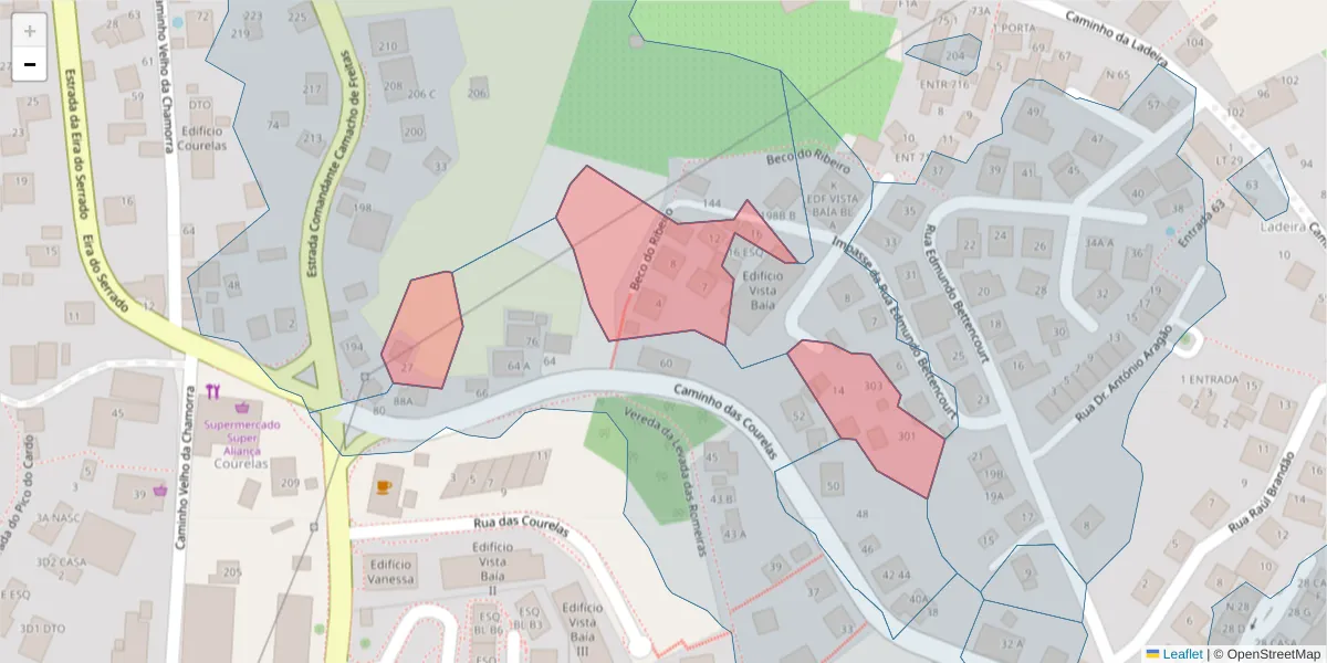 Mapa detalhado do código postal 9020-142 com limites, códigos postais vizinhos e agências dos correios