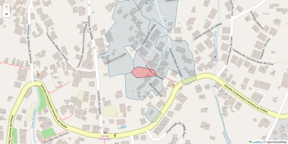 Mapa detalhado do código postal 9020-143 com limites, códigos postais vizinhos e agências dos correios