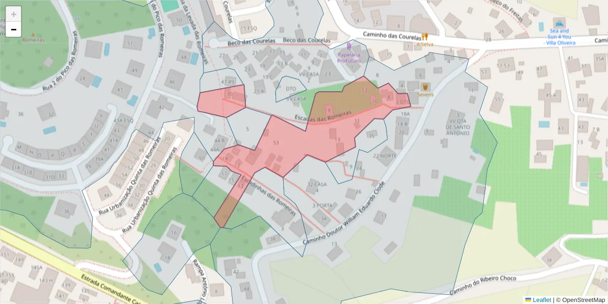 Mapa detalhado do código postal 9020-145 com limites, códigos postais vizinhos e agências dos correios