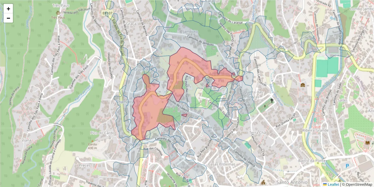 Mapa detalhado do código postal 9020-149 com limites, códigos postais vizinhos e agências dos correios