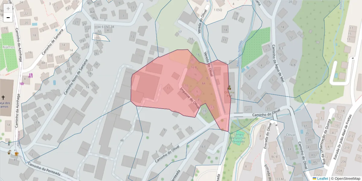 Mapa detalhado do código postal 9020-176 com limites, códigos postais vizinhos e agências dos correios