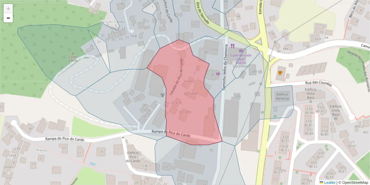 Mapa detalhado do código postal 9020-177 com limites, códigos postais vizinhos e agências dos correios
