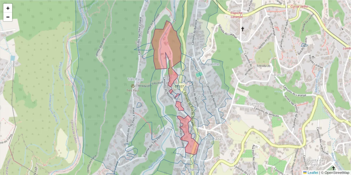 Mapa detalhado do código postal 9020-187 com limites, códigos postais vizinhos e agências dos correios