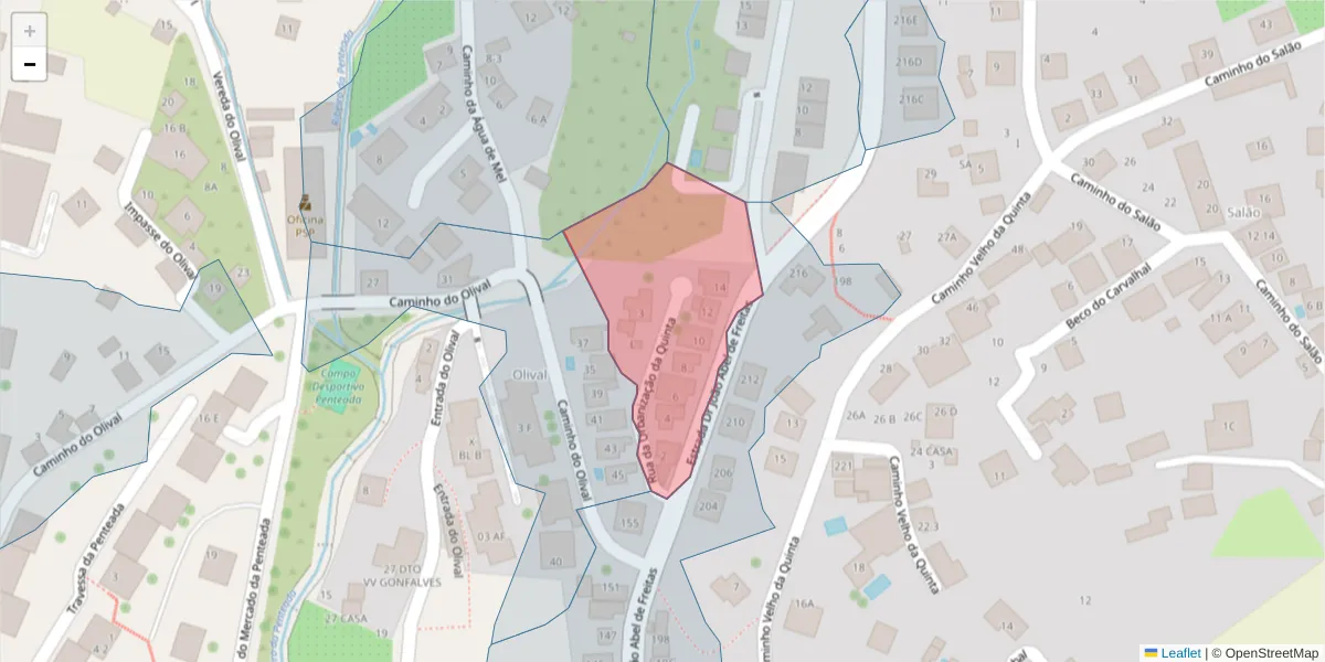 Mapa detalhado do código postal 9020-226 com limites, códigos postais vizinhos e agências dos correios