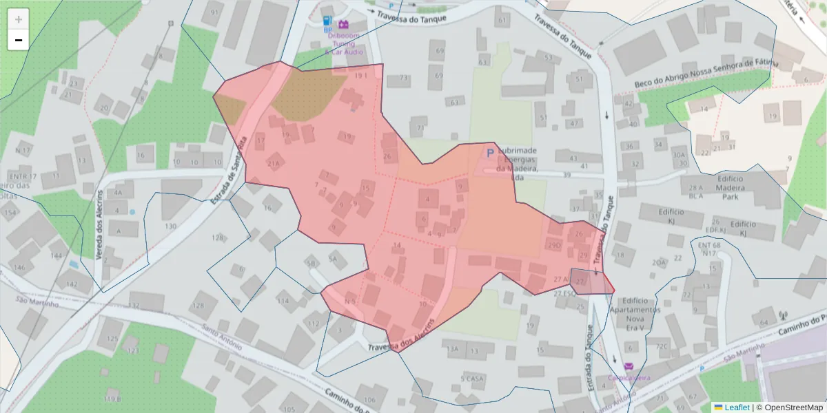 Mapa detalhado do código postal 9020-231 com limites, códigos postais vizinhos e agências dos correios