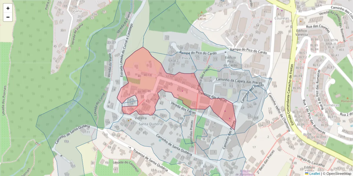 Mapa detalhado do código postal 9020-251 com limites, códigos postais vizinhos e agências dos correios