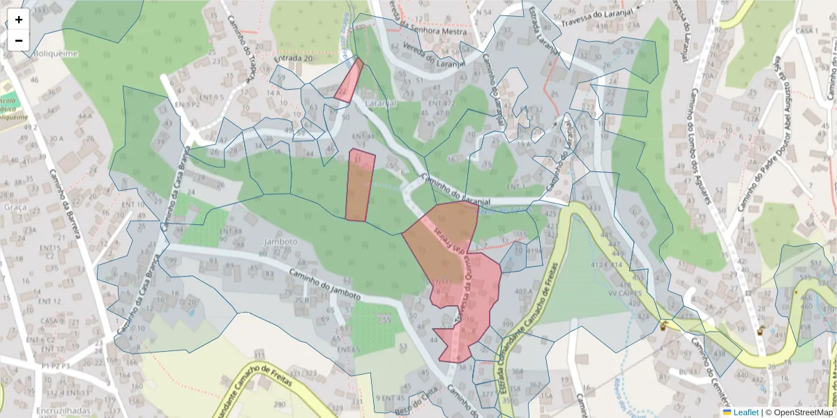 Mapa detalhado do código postal 9020-253 com limites, códigos postais vizinhos e agências dos correios