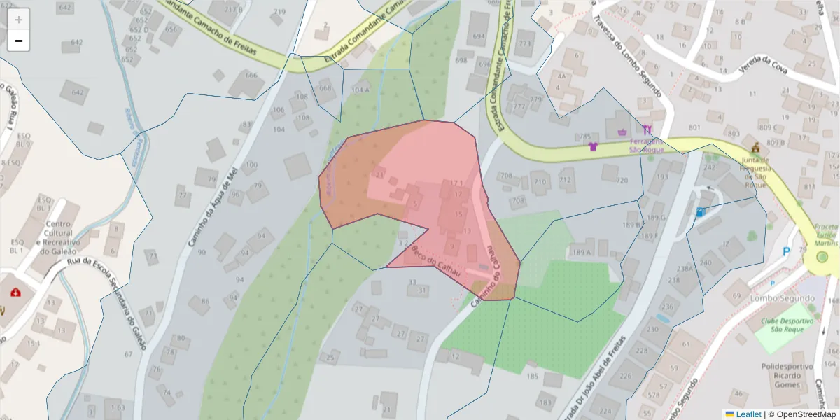 Mapa detalhado do código postal 9020-267 com limites, códigos postais vizinhos e agências dos correios